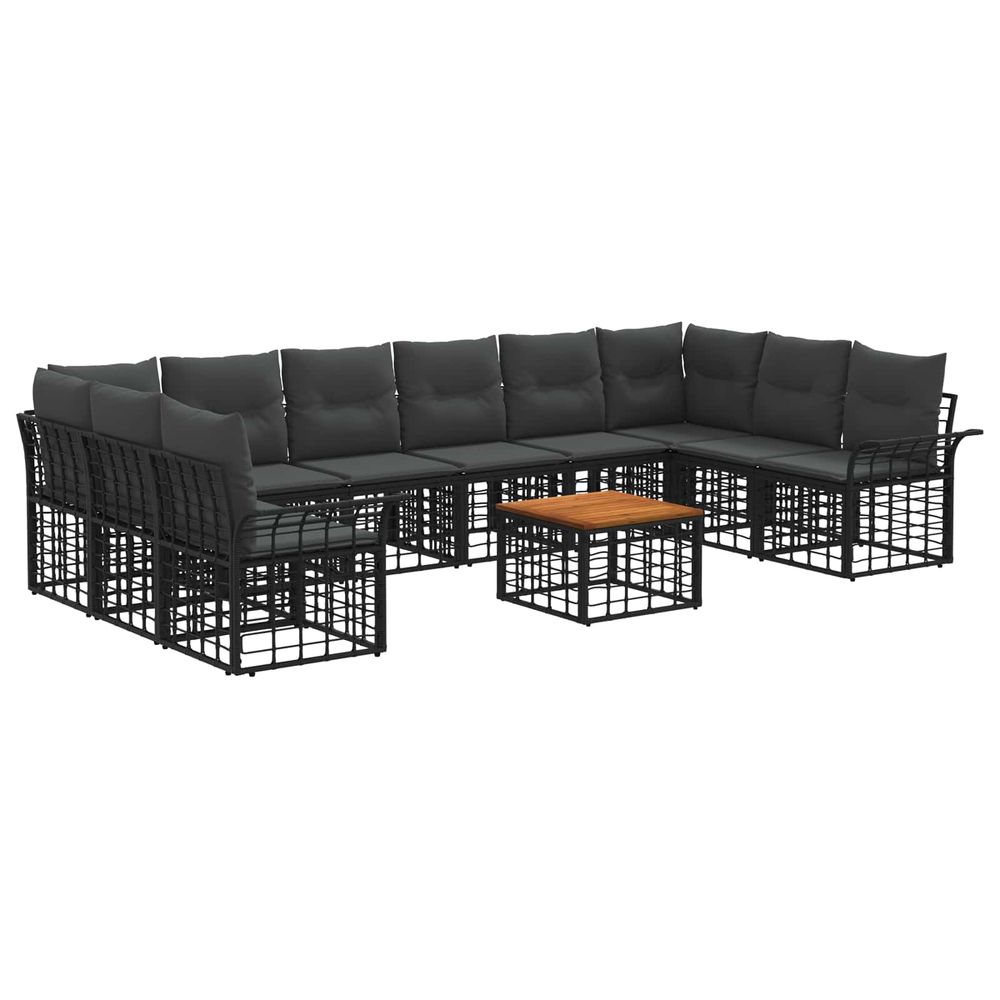 Ensemble de canapés d'extérieur 11 pc noir et gris foncé
