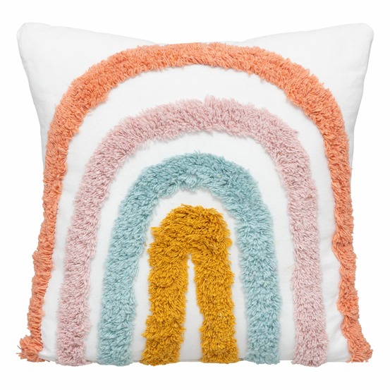 Coussin enfant arc-en-ciel tufté - 38 x 38 cm - multicolore
