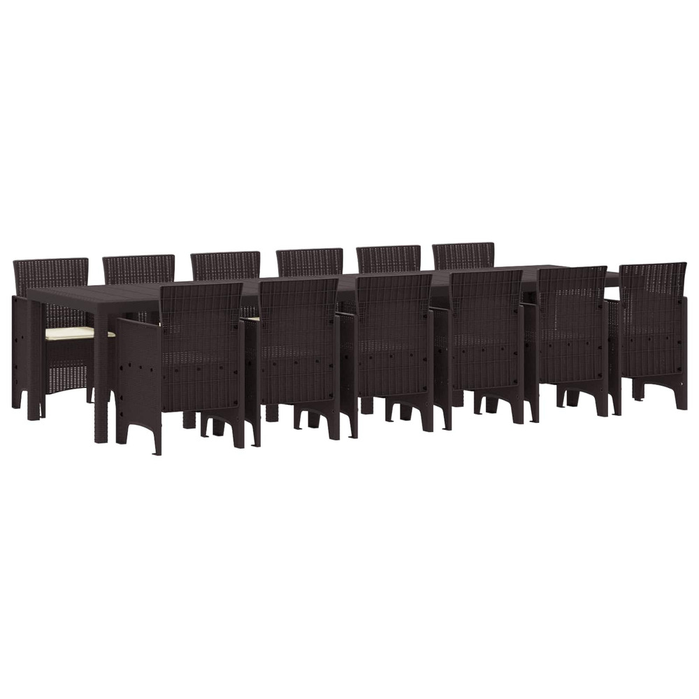 Ensemble de salle à manger pour jardin 13 pcs marron