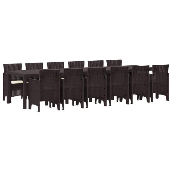 Ensemble de salle à manger pour jardin 13 pcs marron