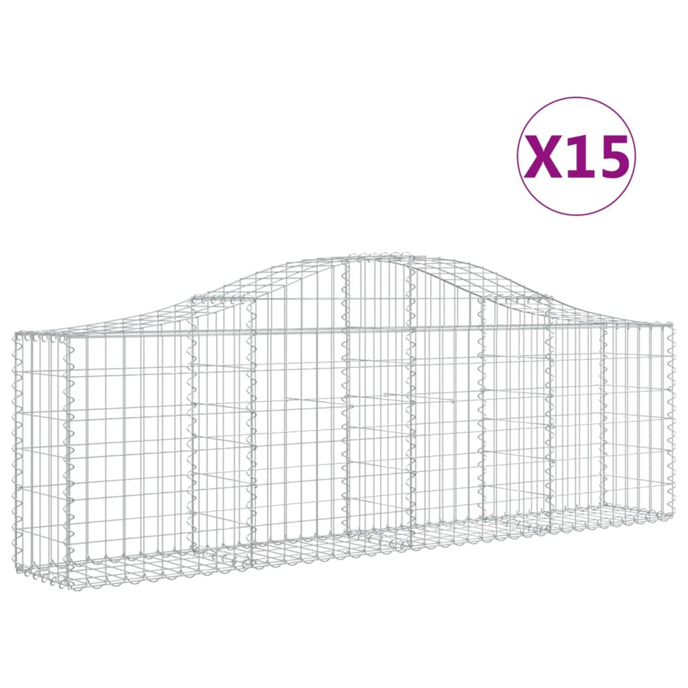 Paniers à gabions arqués 15 pcs 200x30x60/80 cm fer galvanisé
