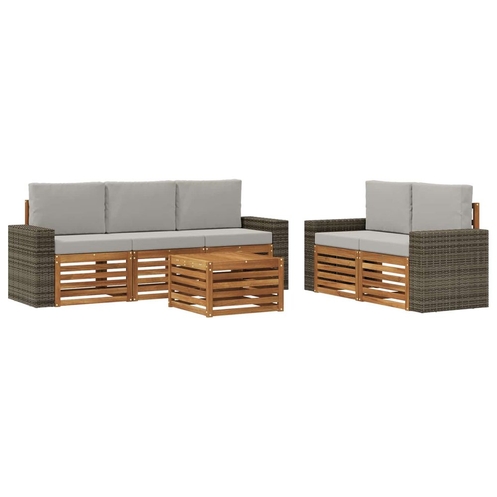 Ensemble de canapés d'extérieur 6 pc naturel et gris clair
