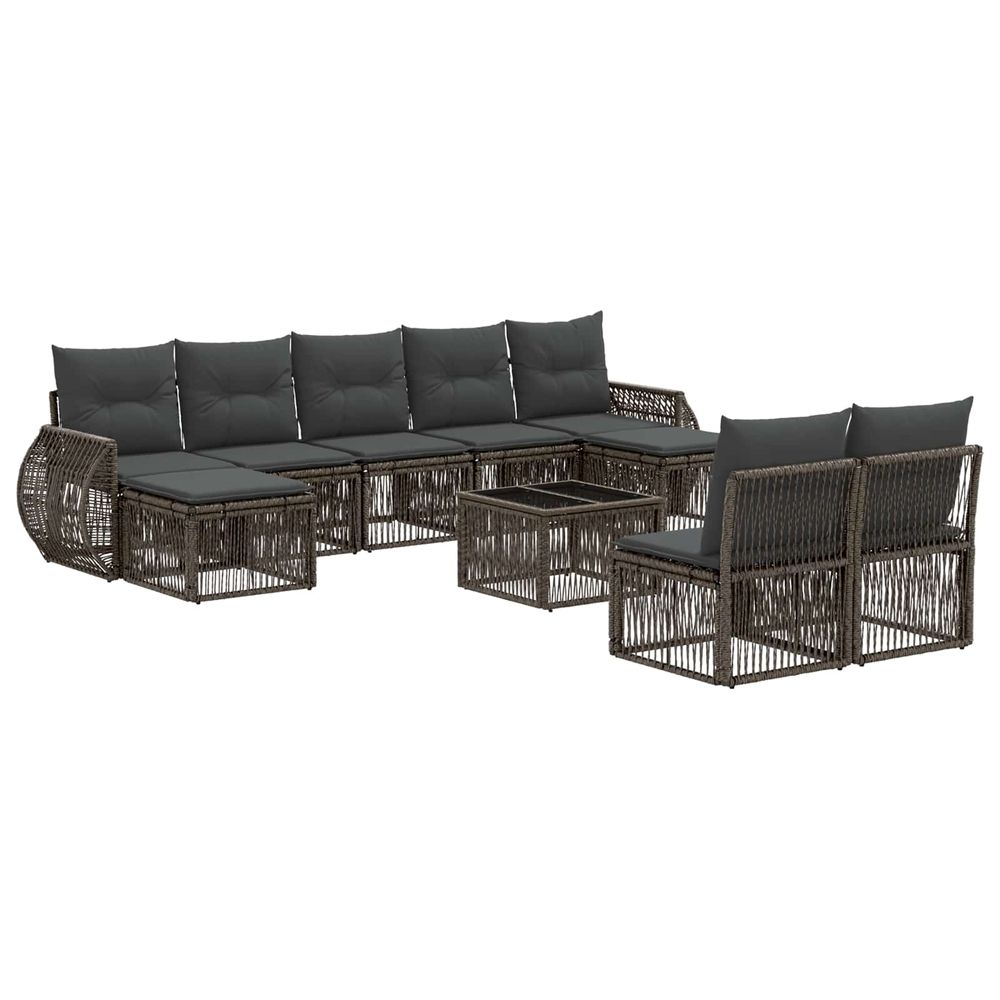 Ensemble de canapé de jardin 10 pc gris et gris foncé polyrotin
