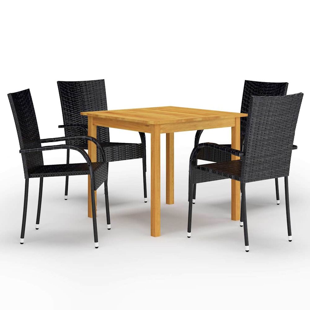 Ensemble à manger de jardin 5 pcs noir