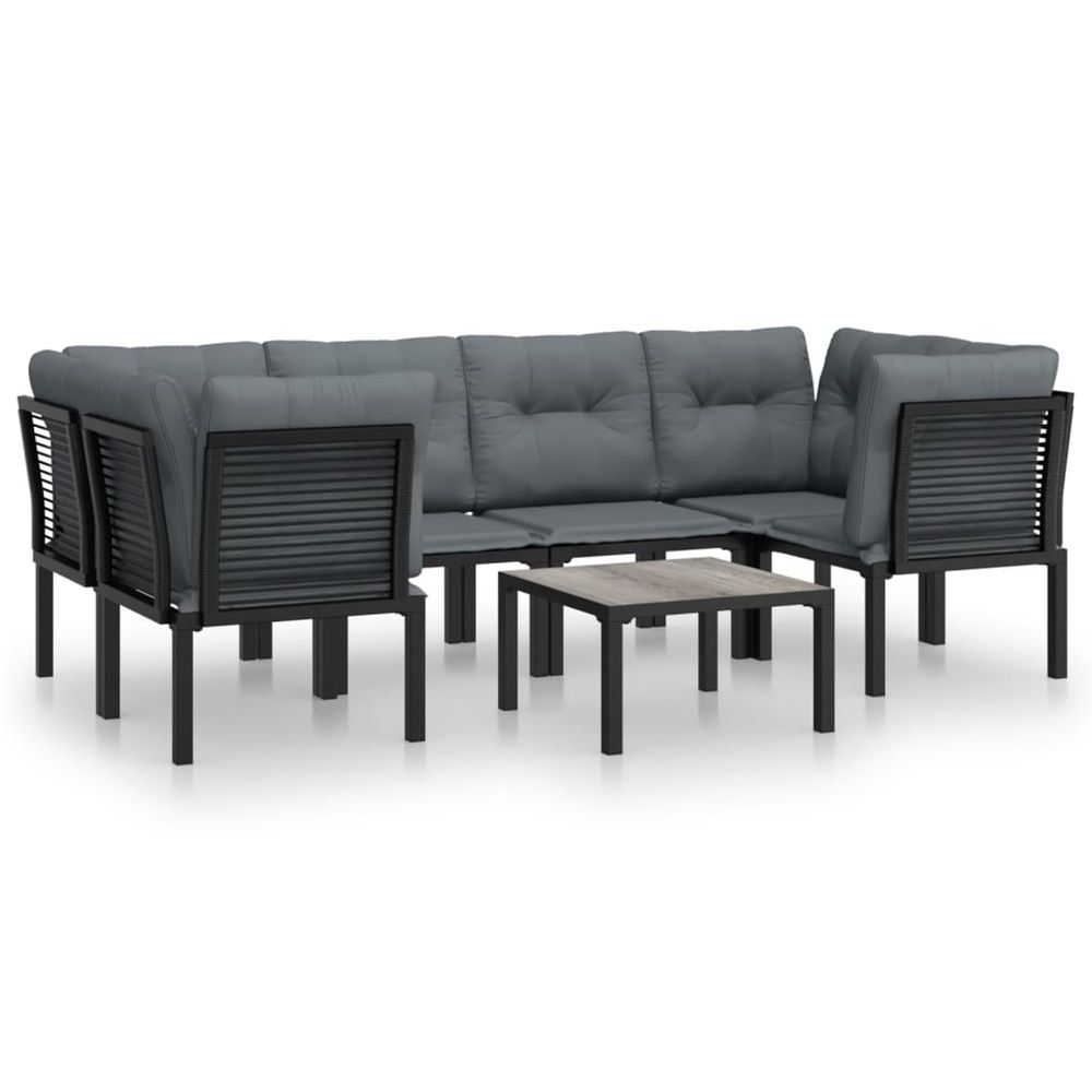 Salon de jardin 7 pcs noir et gris résine tressée