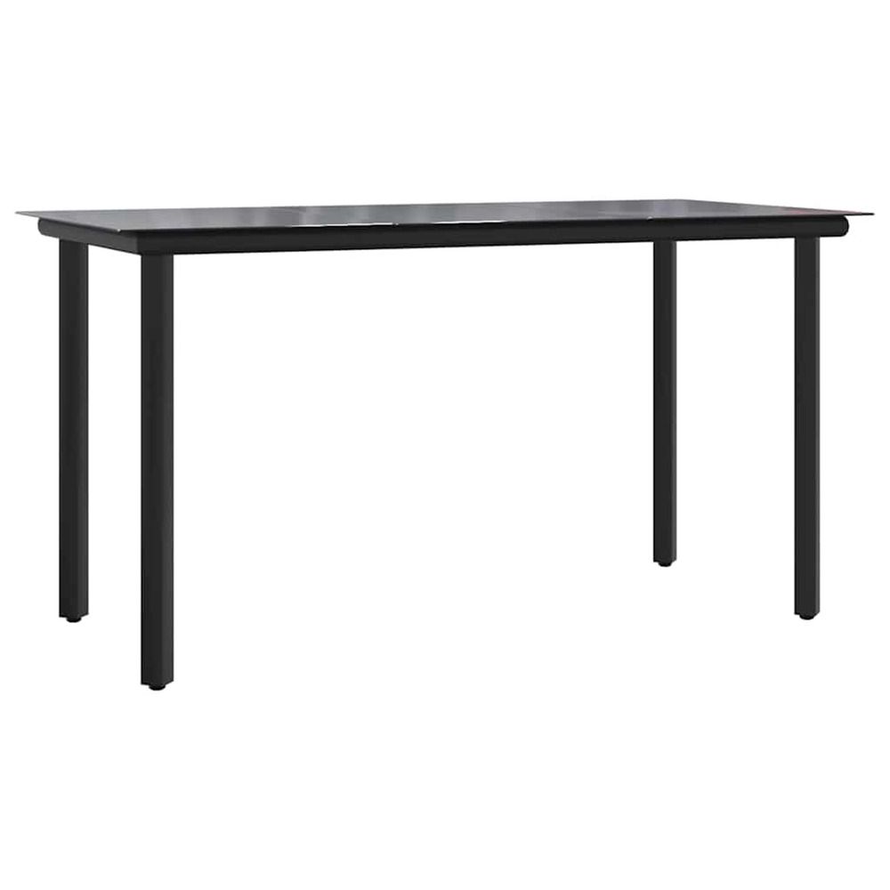 Table à dîner de jardin noir 200x100x74cm acier et verre trempé