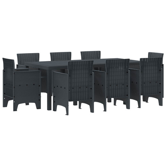 Ensemble de salle à manger pour jardin 9 pcs anthracite