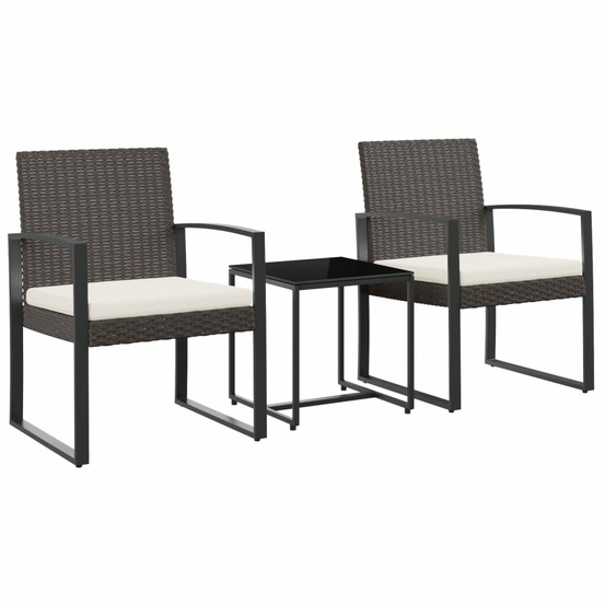 Ensemble à manger de jardin avec coussins 3 pcs marron rotin pp