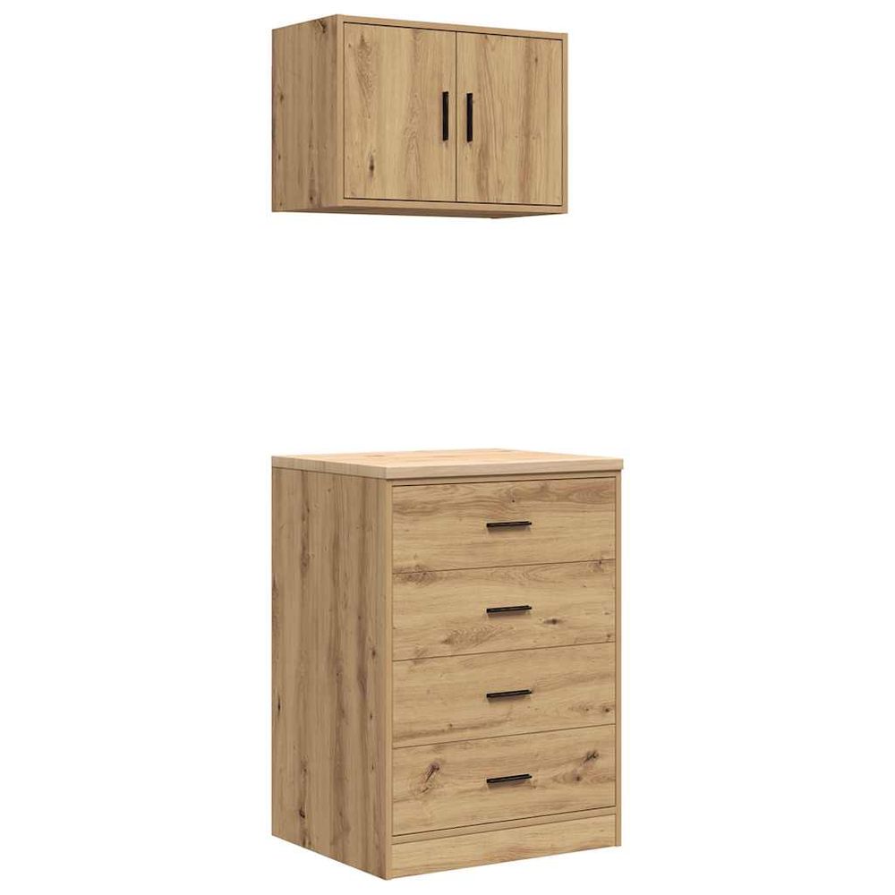 Armoires garage 2 pcs chêne artisanal bois d'ingénierie