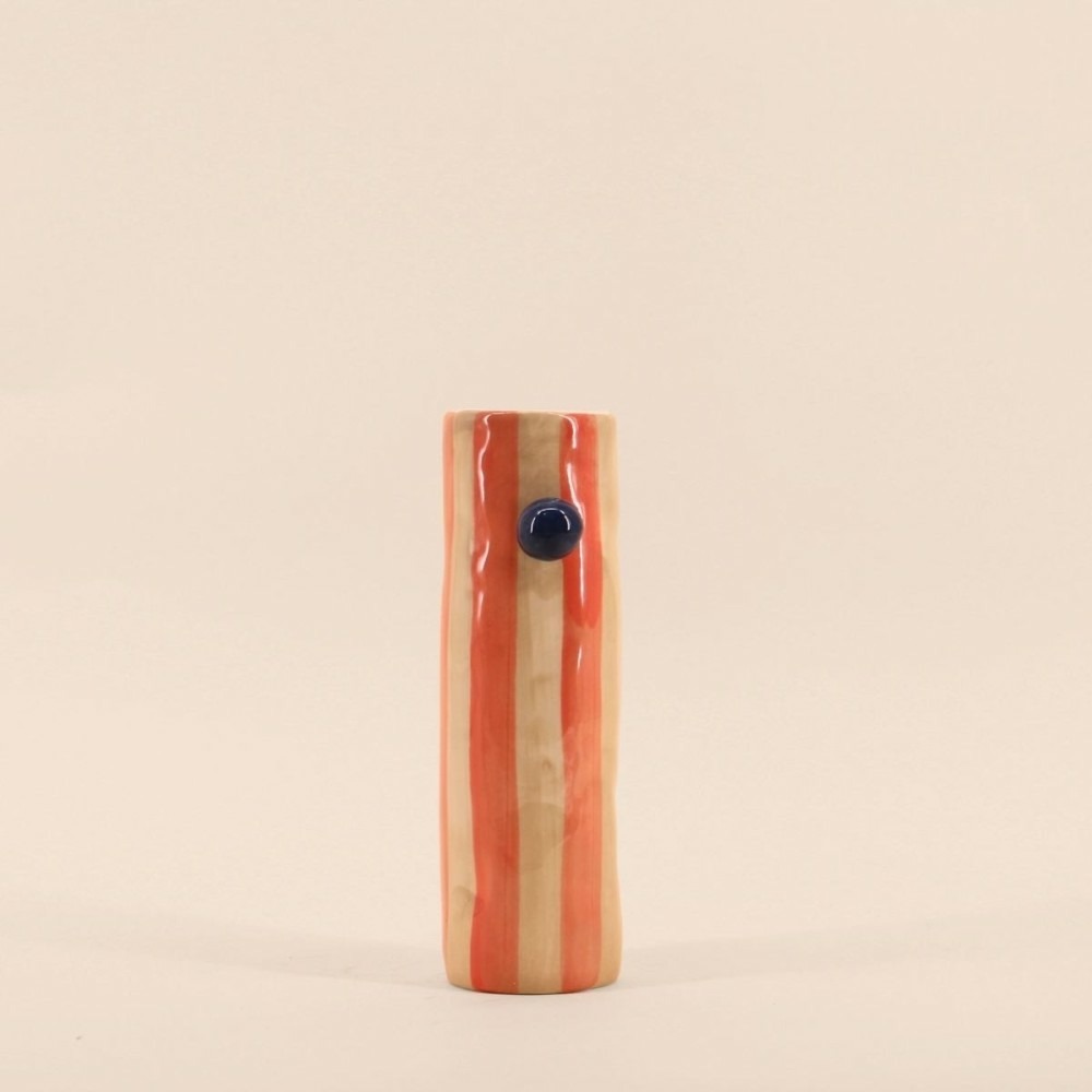 Vase rayures et perles rayé orange, h20cm