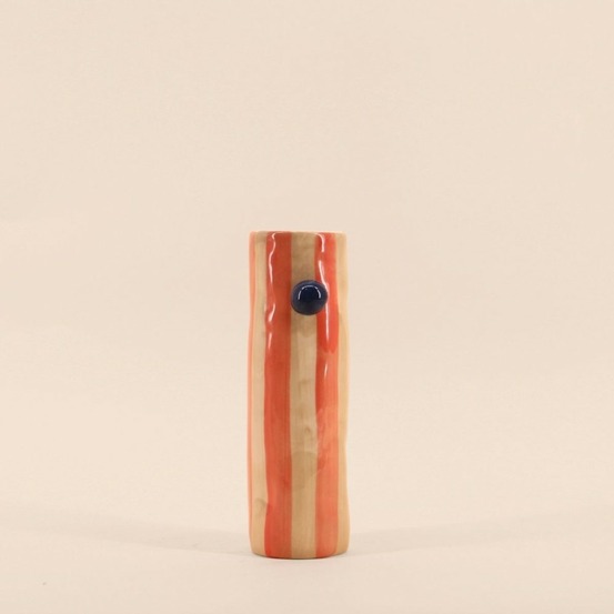 Vase rayures et perles rayé orange, h20cm