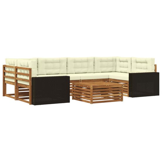 Ensemble de canapés d'extérieur 7 pc naturel et crème polyester