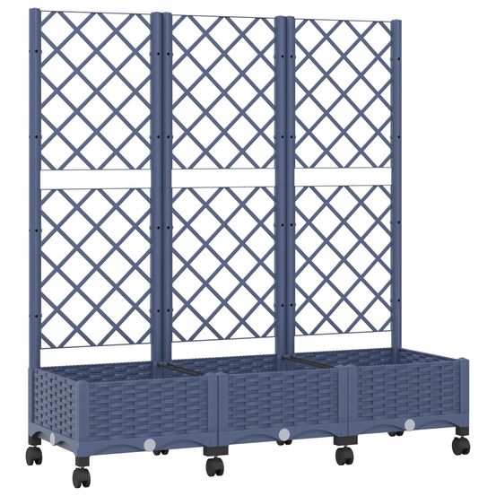 Bac de jardin avec treillis et roues gris bleu pp