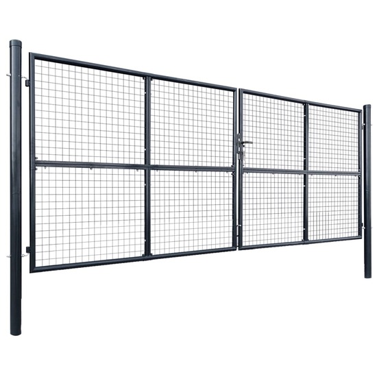 Portail de jardin grillagé en acier galvanisé gris 400 x 150 cm