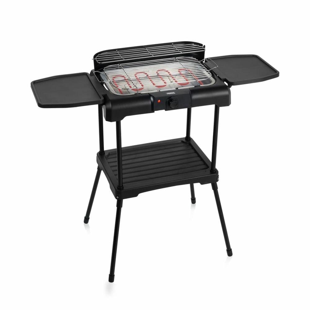 Barbecue électrique avec étagères latérales 2200 w noir