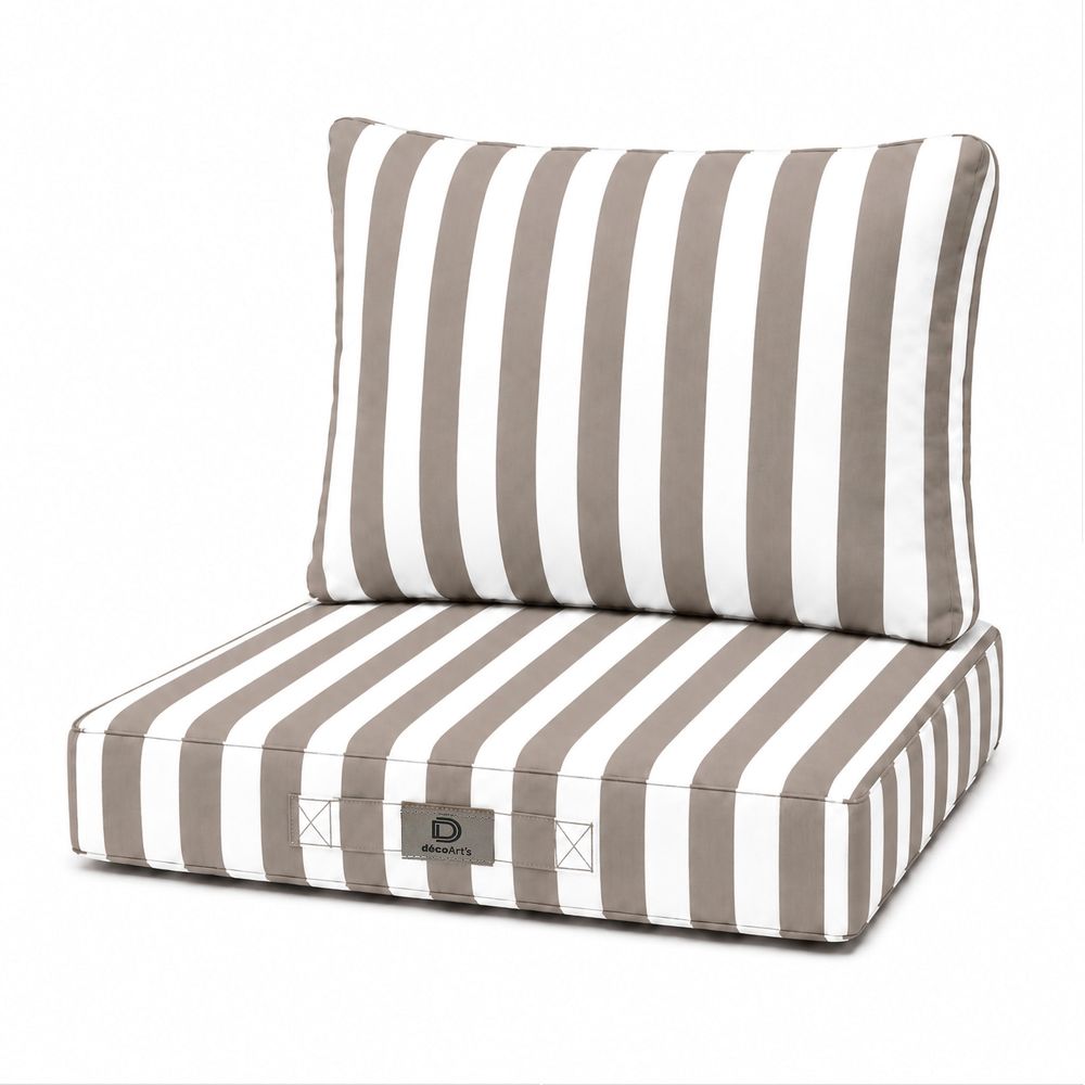 Coussins chaise jardin assise + dossier 40x40cm rayure beige