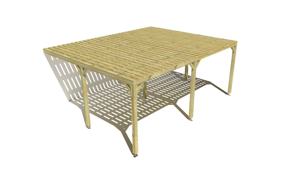 Pergola bois • 6m x 5m • adossée • sens largeur • platelage bois • livraison comprise