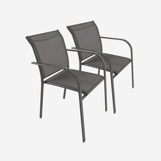 Lot de 2 fauteuils de jardin amara en aluminium et textilene, 62 x 55 x 84 cm