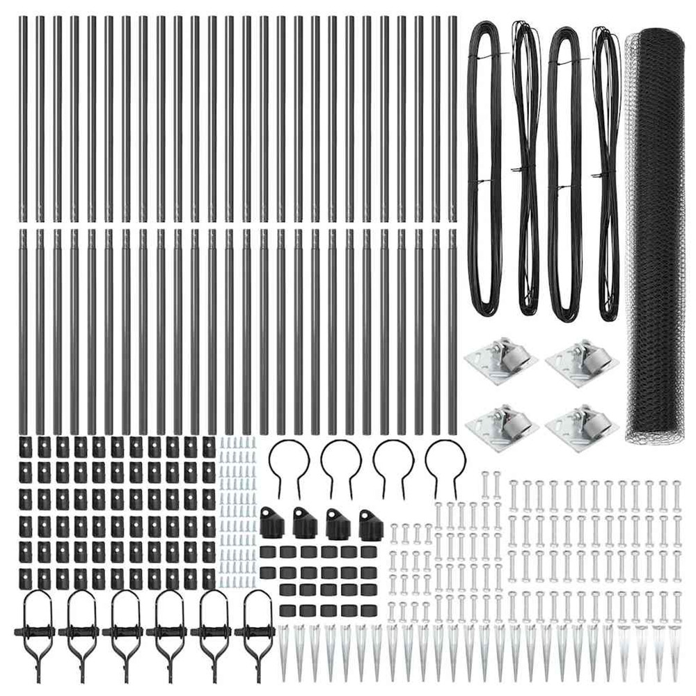 Poteau de clôture. Gris 50 x 1,4 m (maillage de 13 mm)