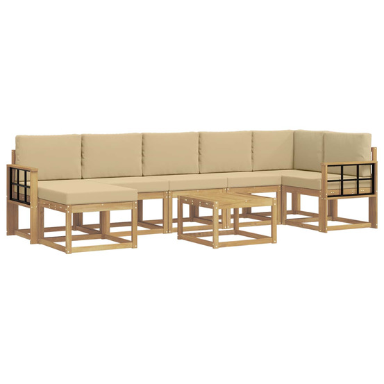 Ensemble de canapés d'extérieur 8 pcs blanc et beige polyester