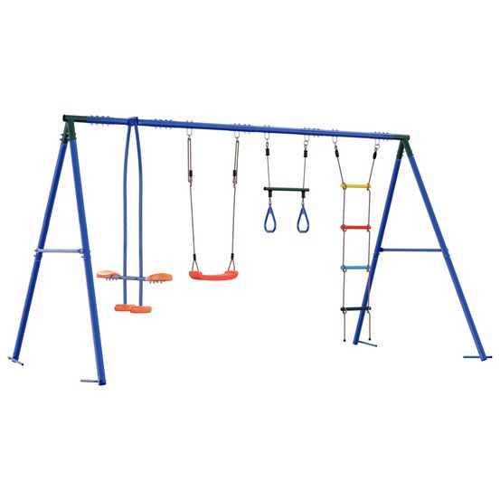 Ensemble de balançoires d'extérieur multicolore acier et pe