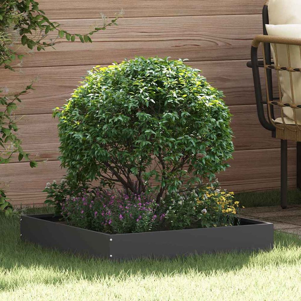 Kit bordure carrée acier aménagement paysager structuration 60x60cm noir 6pcs