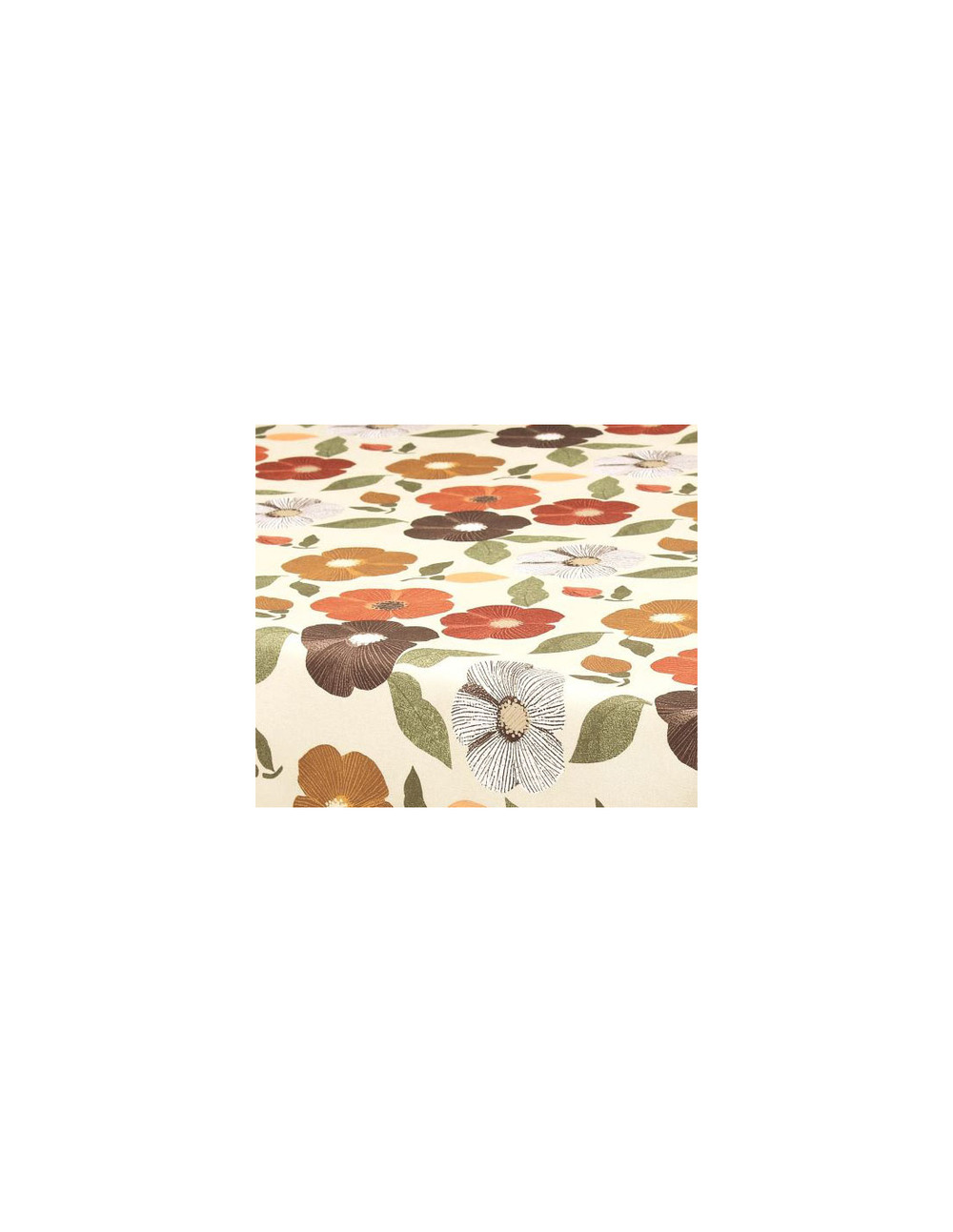 Nappe polyester ronde ø160cm flowers beige sur cintre - access deco