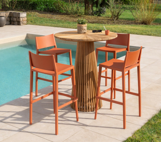 Ensemble de bar - 4 personnes - bois et terracotta - baligos bar