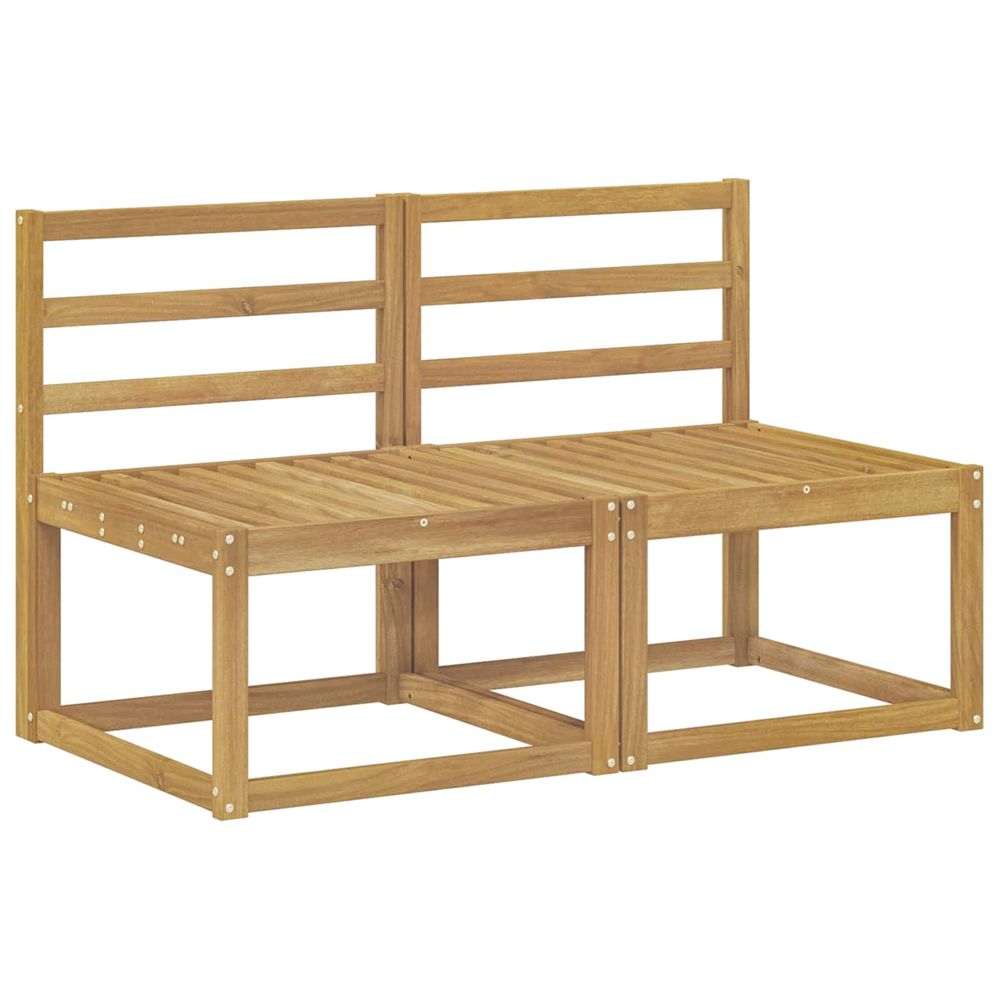 2 pièce sofa de milieu extérieur bois d'acacia massif blanc
