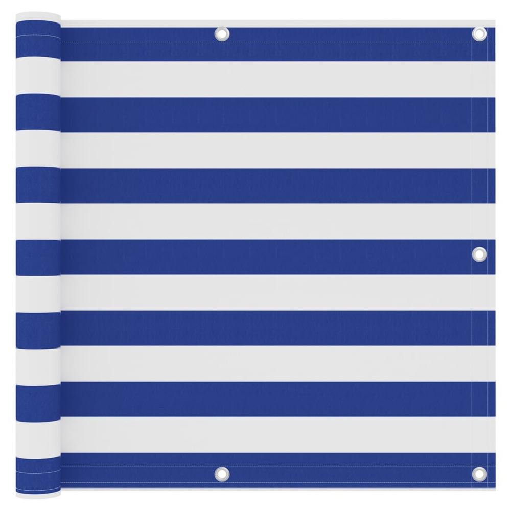 Écran de balcon blanc et bleu 90x600 cm tissu oxford