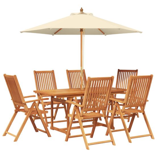 Ensemble de salle à manger d'extérieur avec parasol 8 pc
