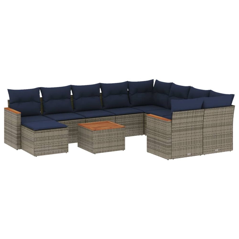 Ensemble de canapé de jardin 11 pcs avec coussins gris