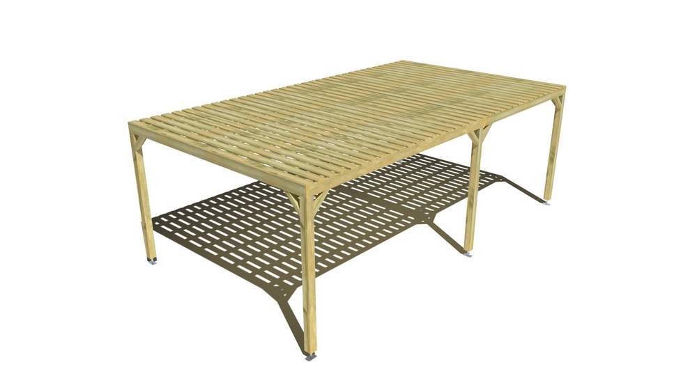 Pergola bois • 7m x 4m • indépendante • sens largeur • platelage bois • livraison comprise