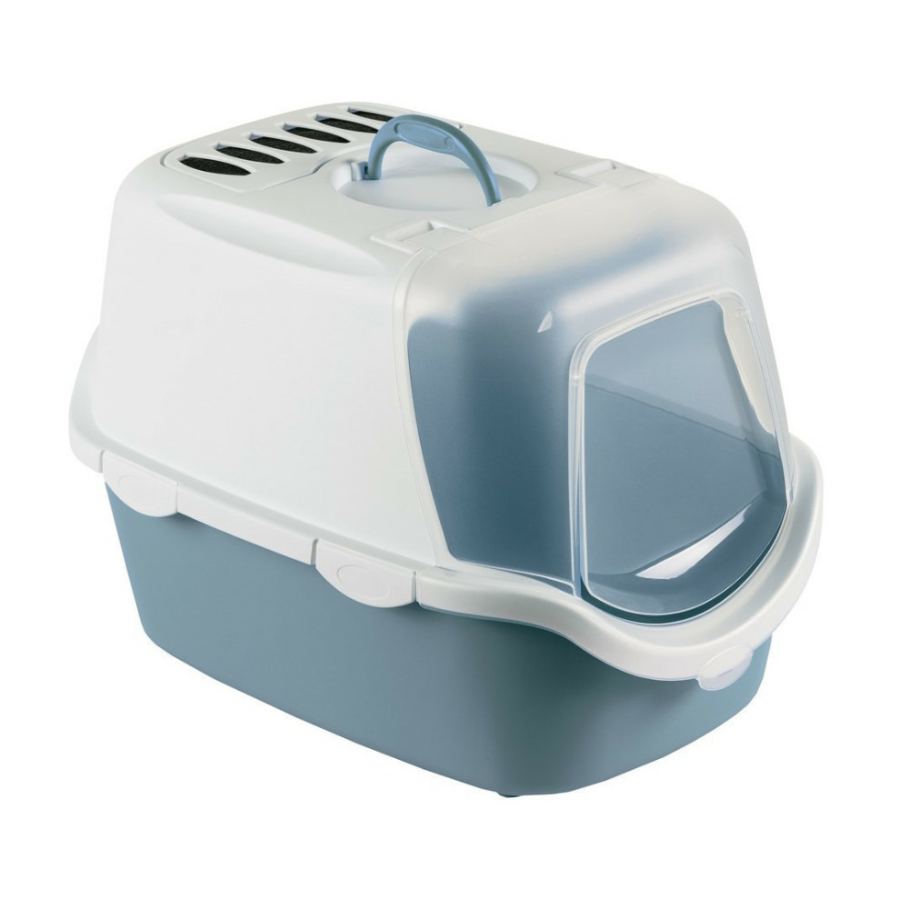 Maison de toilette cathy easy clean bleu acier 40 x 56 x h40 cm pour chat