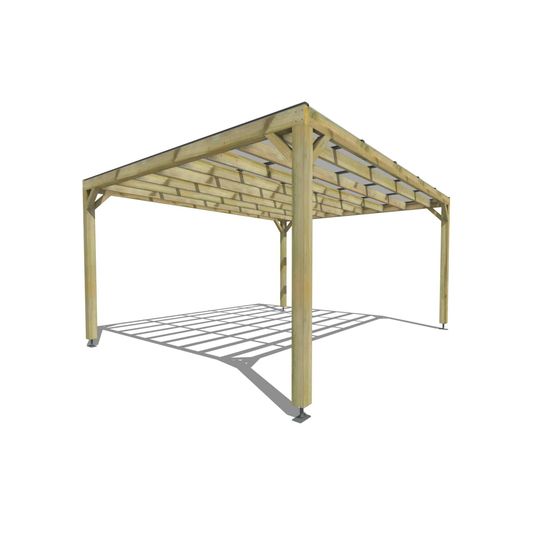 Pergola bois • 5m x 4m • indépendante • sens largeur • couverture étanche transparente incluse • livraison comprise