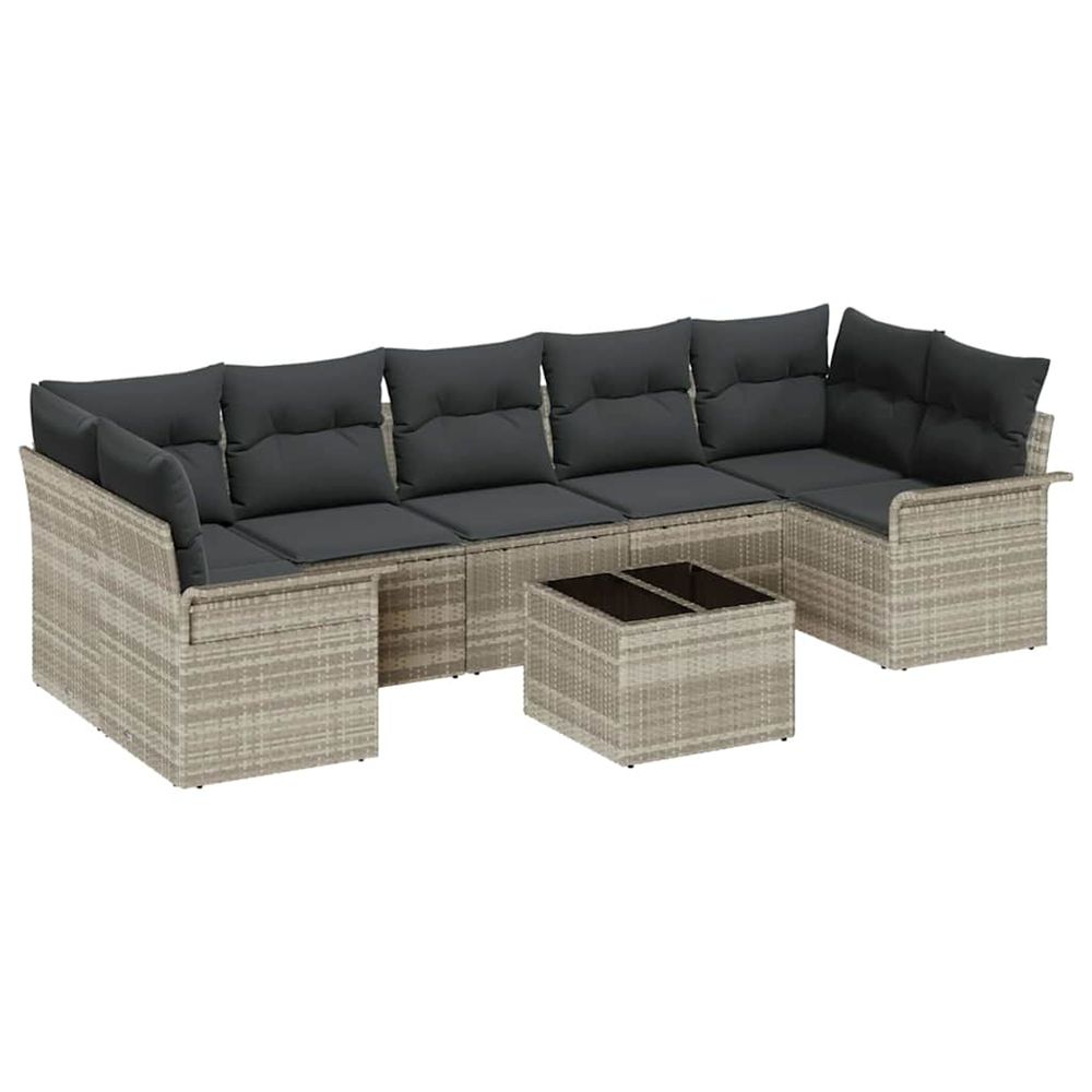 Ensemble de canapé de jardin 8 pc gris clair et gris foncé