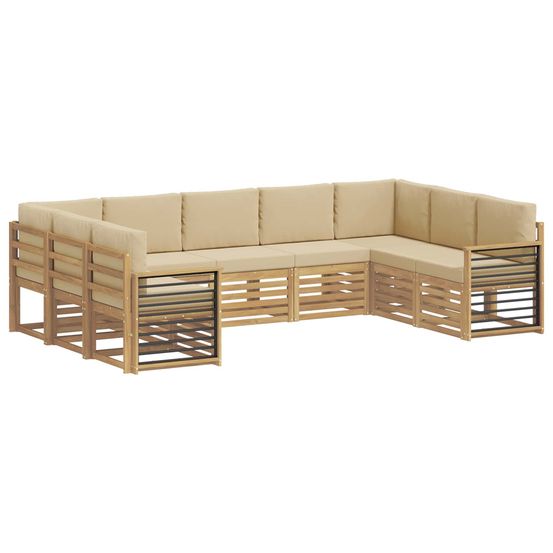 Ensemble de canapés d'extérieur 9 pc blanc et beige polyester