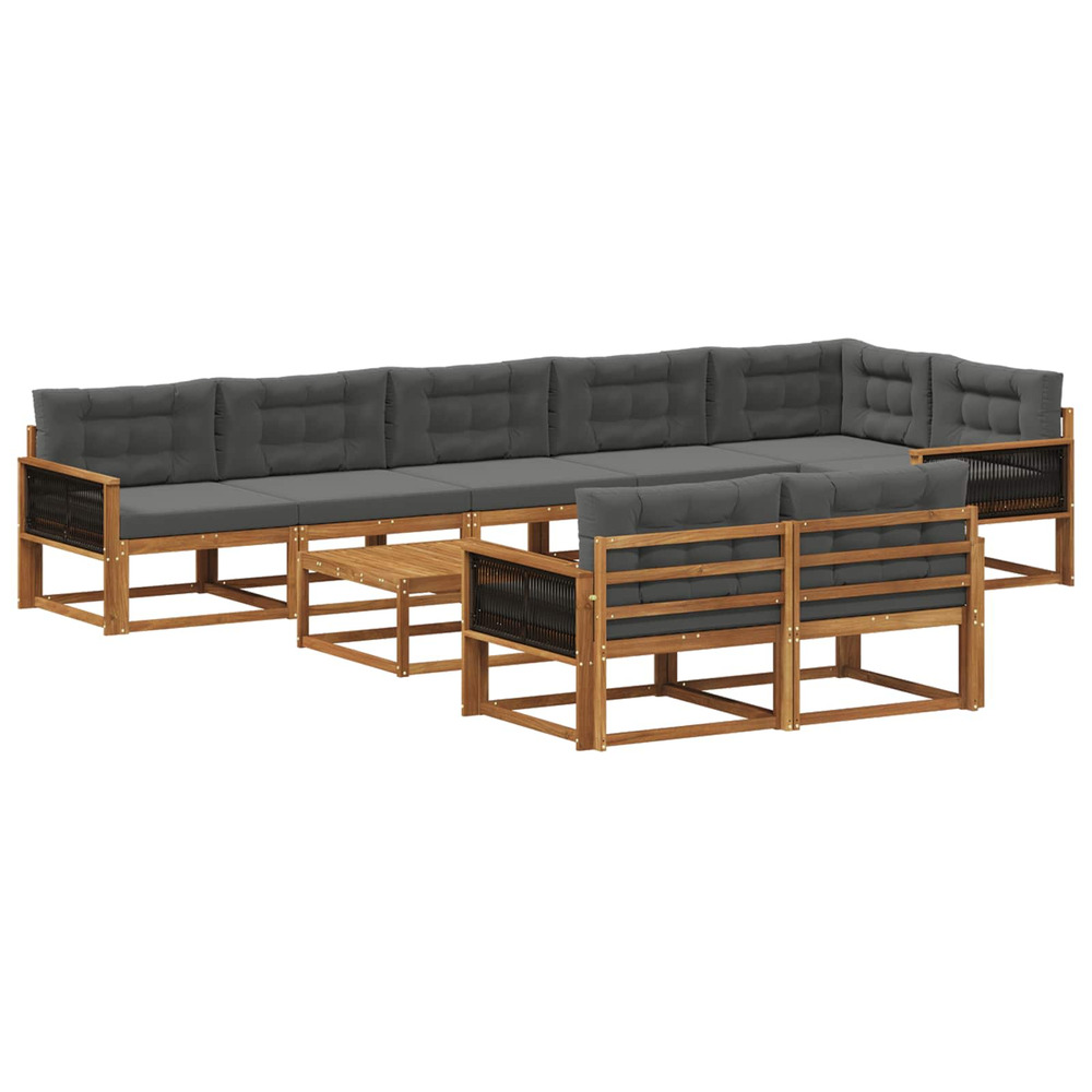 Ensemble de canapés d'extérieur 9 pcs naturel et anthracite