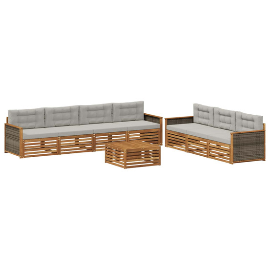 Ensemble de canapés d'extérieur 8 pcs naturel et gris clair