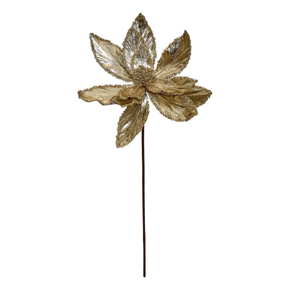 Branche décorative de noël poinsettia marron et doré h. 50 cm