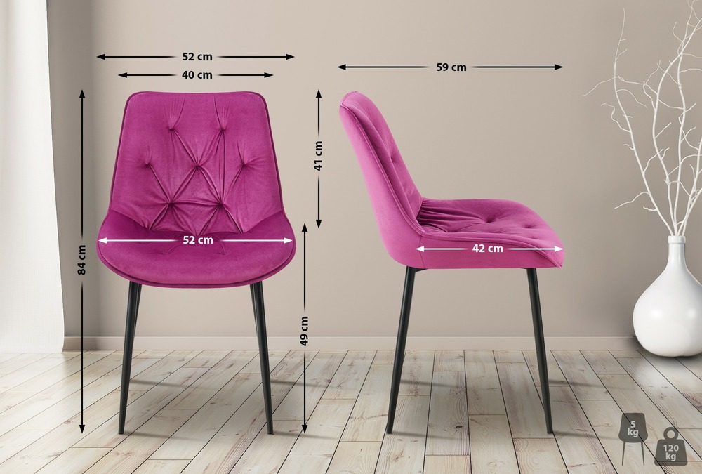 Chaise de salle à manger en velours wallace