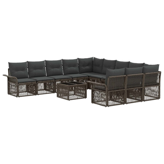 Ensemble de canapé de jardin 12 pcs gris polyrotin