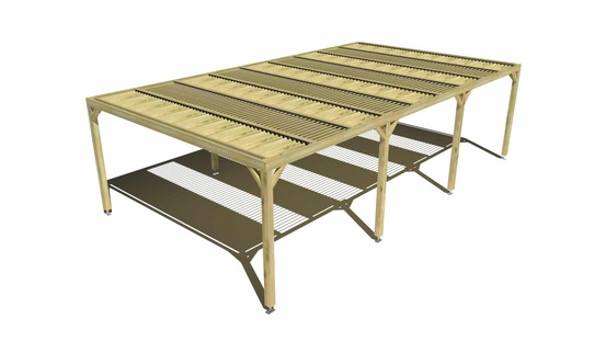 Pergola bois • 9m x 5m • indépendante • sens profondeur • lames orientables bioclimatiques incluses • livraison comprise