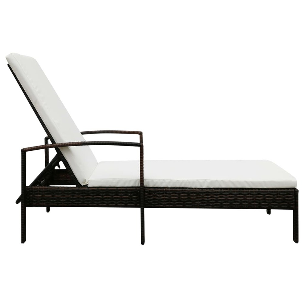 Chaise longue avec coussin résine tressée marron