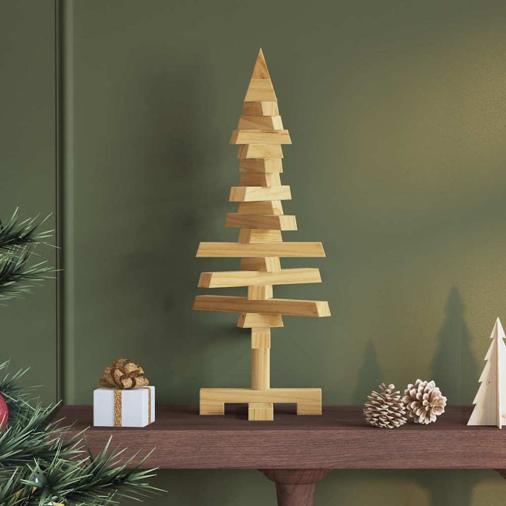 Sapin de noël en bois de pin massif à décorer branches ajustables marron 60 cm