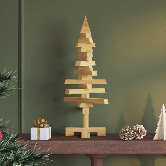 Sapin de noël en bois de pin massif à décorer branches ajustables marron 60 cm
