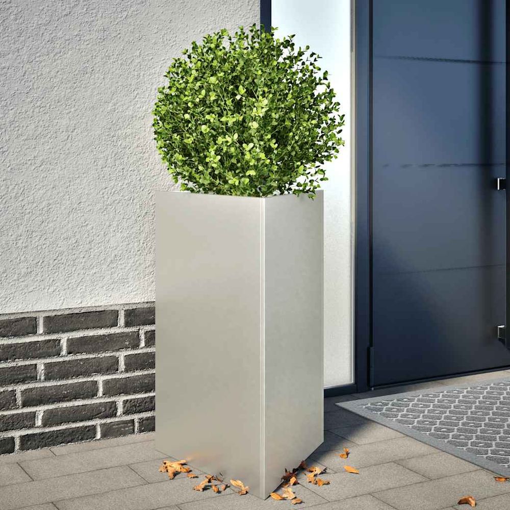 Lot de 2 jardinières triangulaires en acier inoxydable argenté 75 cm