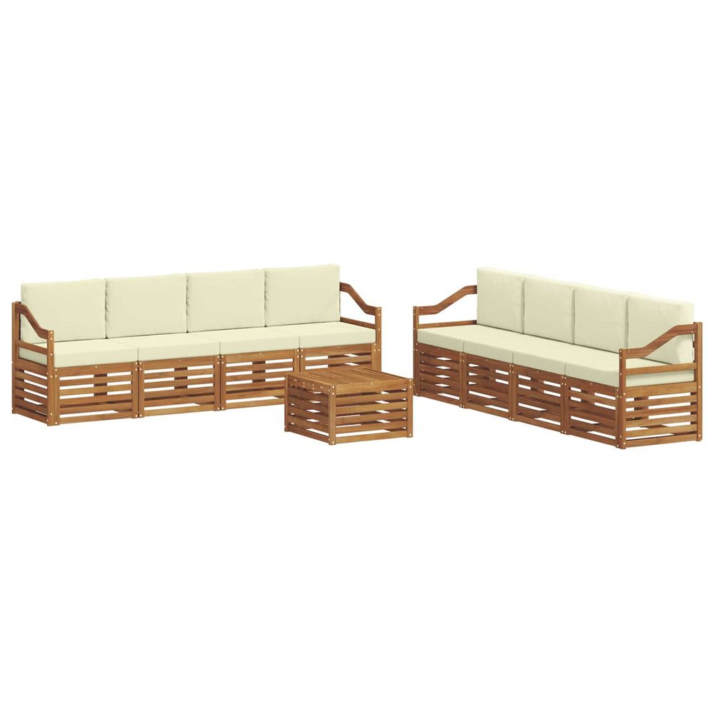 Ensemble de canapés d'extérieur 9 pc naturel et crème