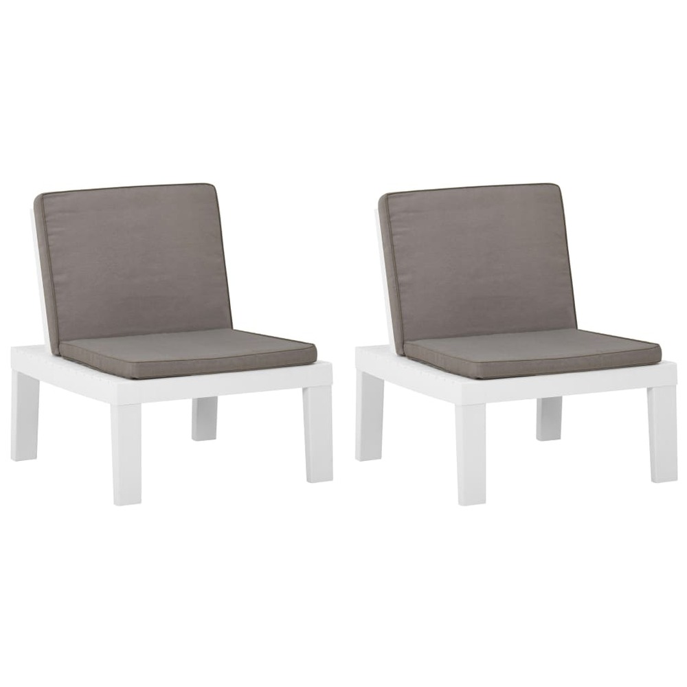 Chaises de salon de jardin et coussins lot de 2 plastique blanc