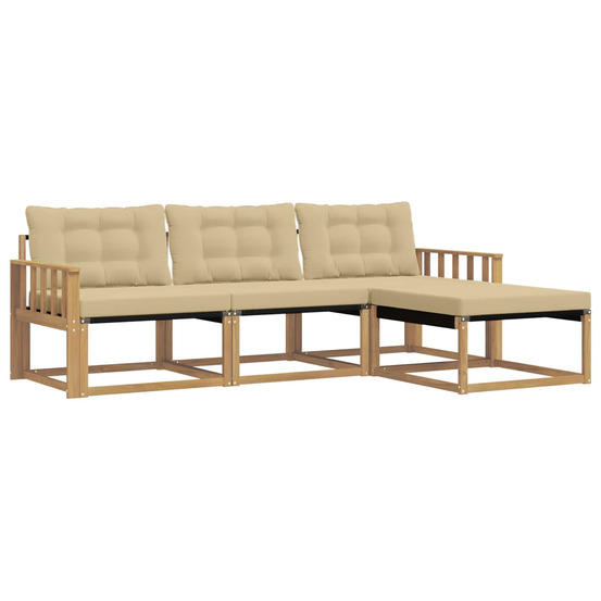 Ensemble de canapés d'extérieur 4 pcs blanc et beige